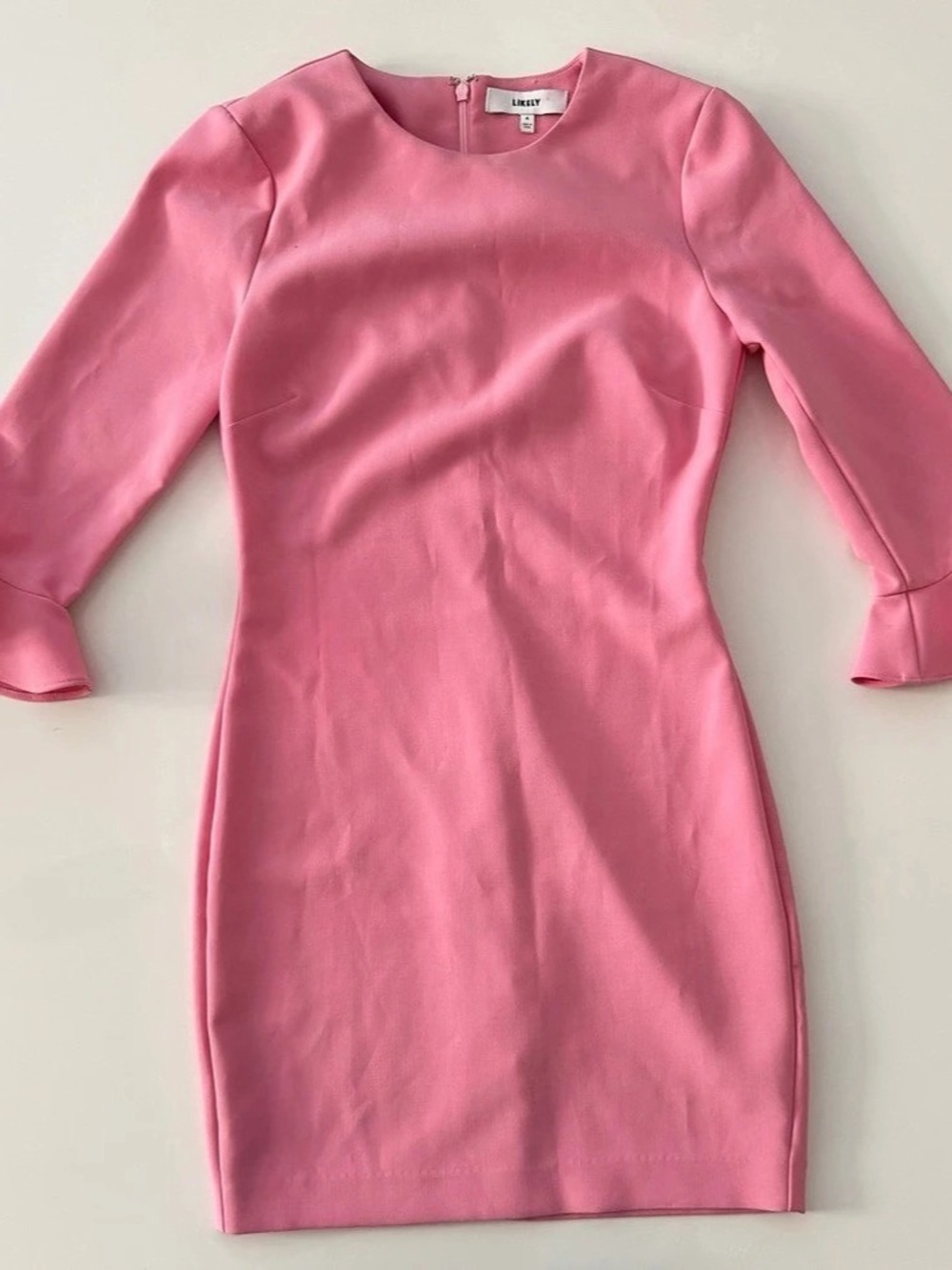 LIKELY Bedford Coral Pink Flare Sleeve Mini Dress Size 4 EUC - Picture 2 of 7
